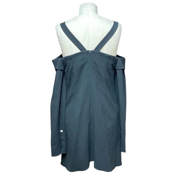 Tibi Black Cold-Shoulder Square Neck Dress Size US 2 - Picture 6 of 13